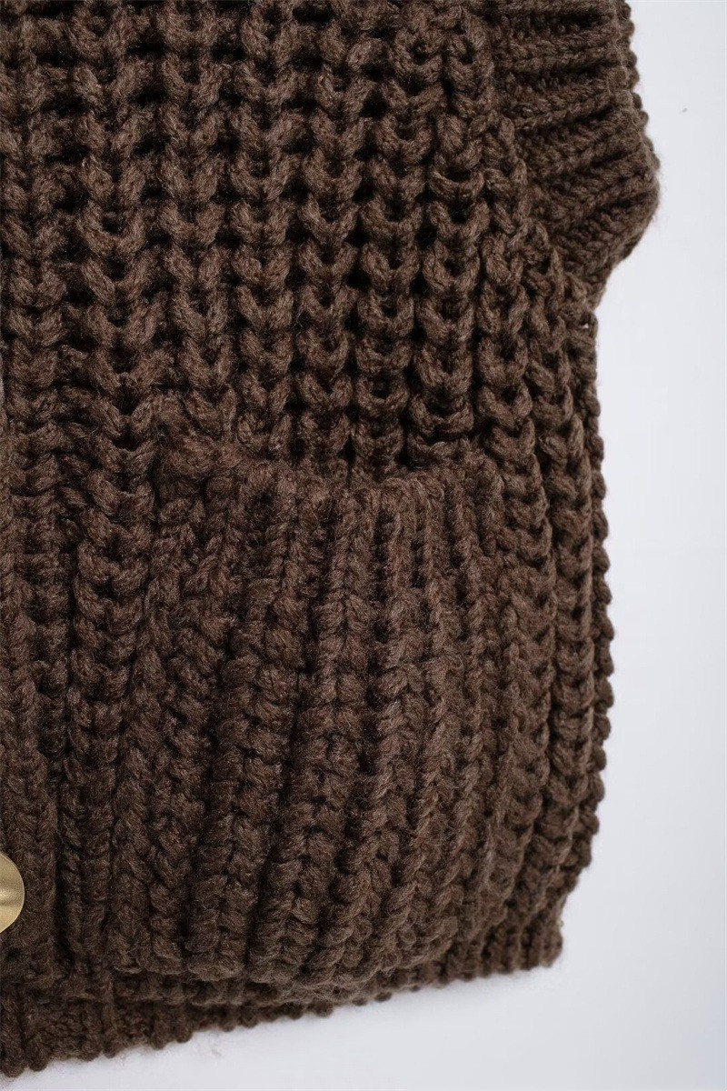 Gilet En Maille Courte Et Épaisse Pour Femme, Polyvalent Au Quotidien, Avec Boutons Dorés h5Image5