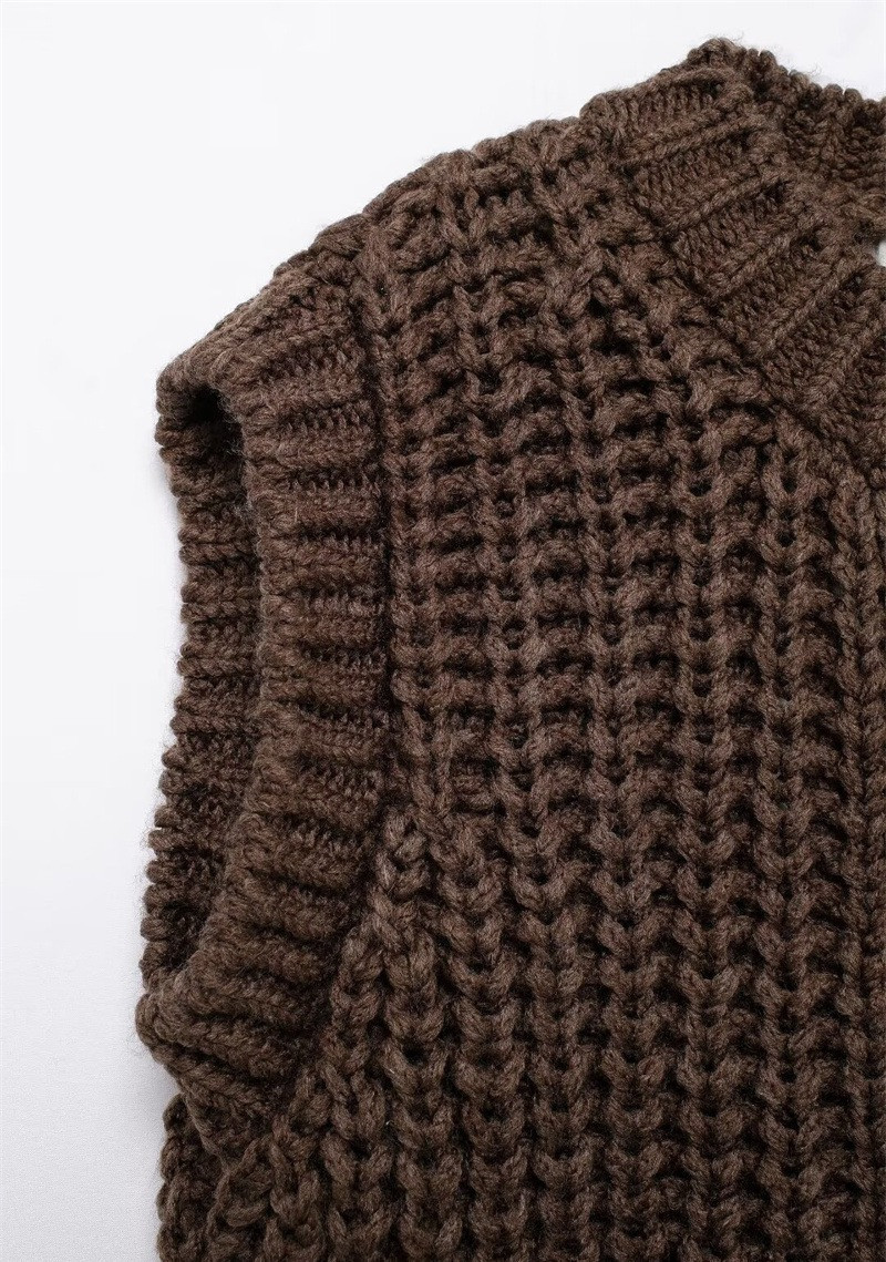 Gilet En Maille Courte Et Épaisse Pour Femme, Polyvalent Au Quotidien, Avec Boutons Dorés h5Image4