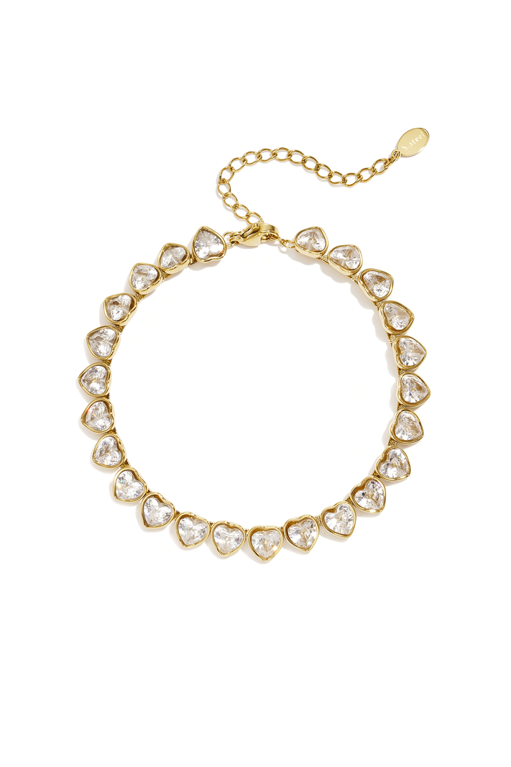 Bracelet En Acier Inoxydable À Maillons En Forme De Cœur, Collection Daily Simple, Bijoux Pour Femmes