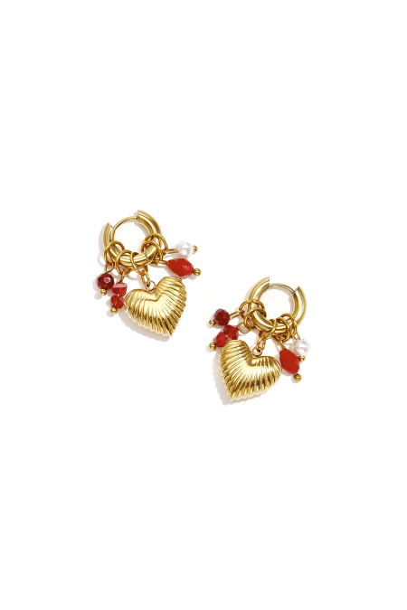 Boucles d'oreilles en perles d'acier inoxydable en forme de cœur, collection Daily Simple, bijoux pour femmes