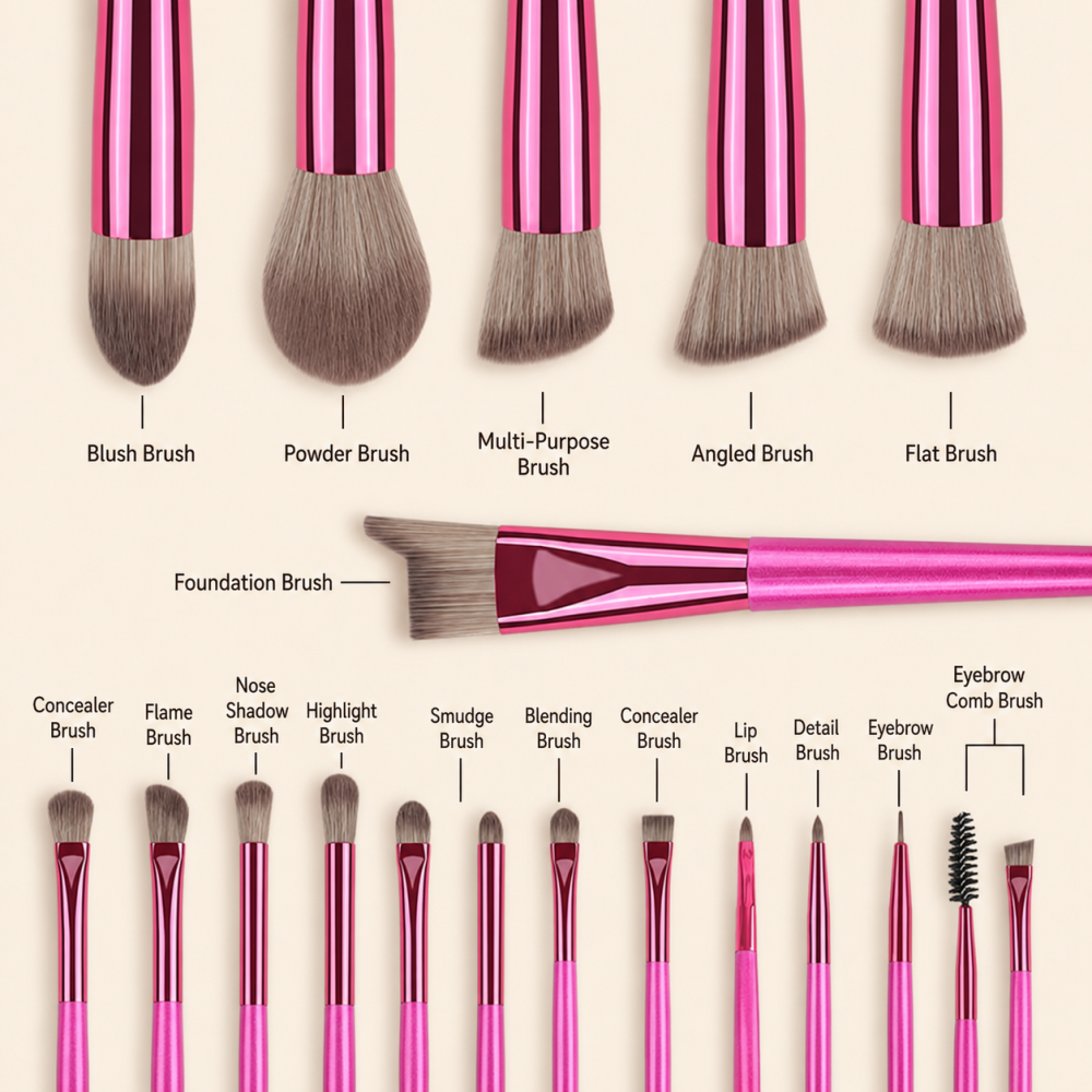 Ensemble De Pinceaux De Maquillage Simple Series Daily Solid Color Gradient Color h5Image3
