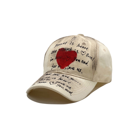Casquette de baseball en coton à motif animaux et cœurs mignons