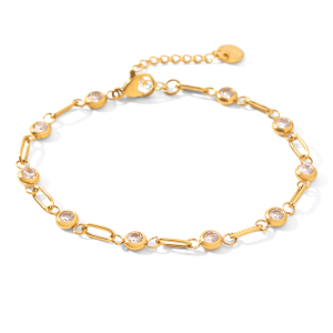 Bracelets À Maillons Pour Femmes En Acier Inoxydable Étanche, Couleur Or, Avec Zircon. h5 