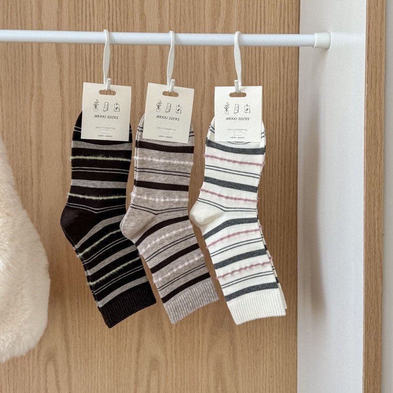 Chaussettes Mi-Mollet À Rayures Basiques h5Image2