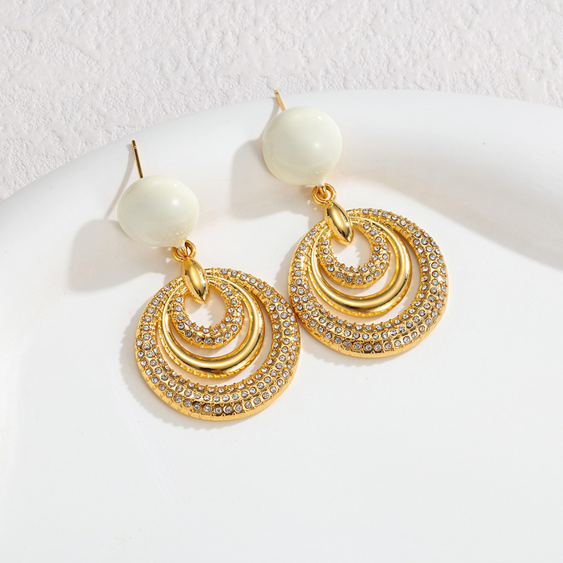 Boucles D'Oreilles Pendantes Pour Femmes, Style Rétro, En Acier Inoxydable, Couleur Or, Étanches, Collection Luxious Series Retro Circle 