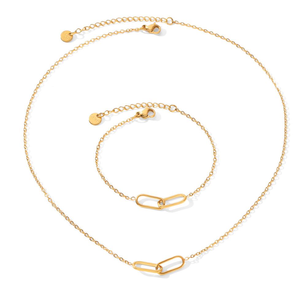 Colliers Pendentifs Pour Femmes En Acier Inoxydable Étanche, Forme Elliptique, Couleur Or Image6