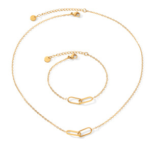 Colliers Pendentifs Pour Femmes En Acier Inoxydable Étanche, Forme Elliptique, Couleur Or h5 Image6