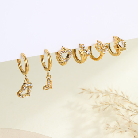 Boucles D'Oreilles Pendantes Simple Series Daily Heart En Acier Inoxydable Étanches 2