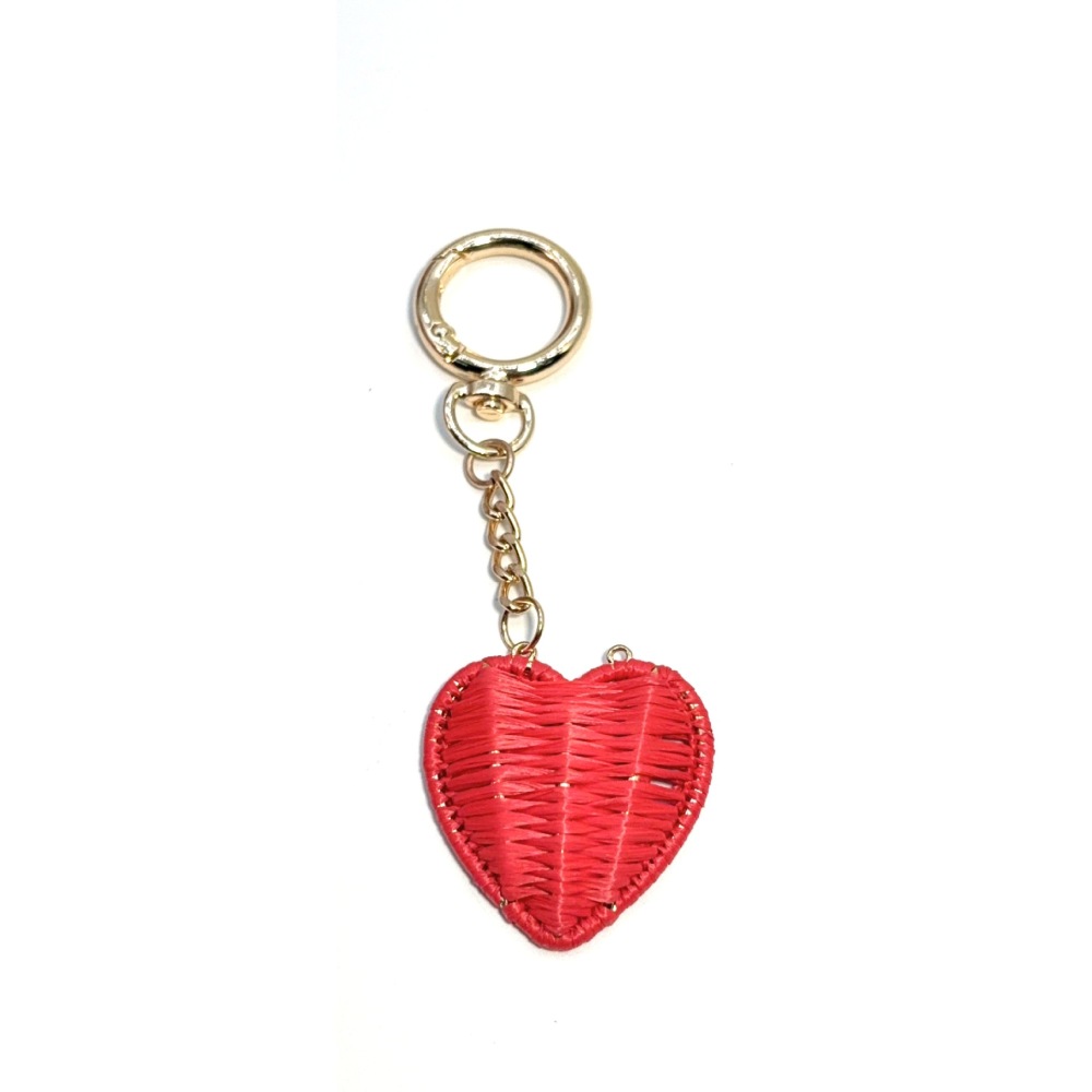 Porte-Clés Romantique En Raphia Tissé Uni Couleur Cœur Simple, Collection Simple, En Raphia. 