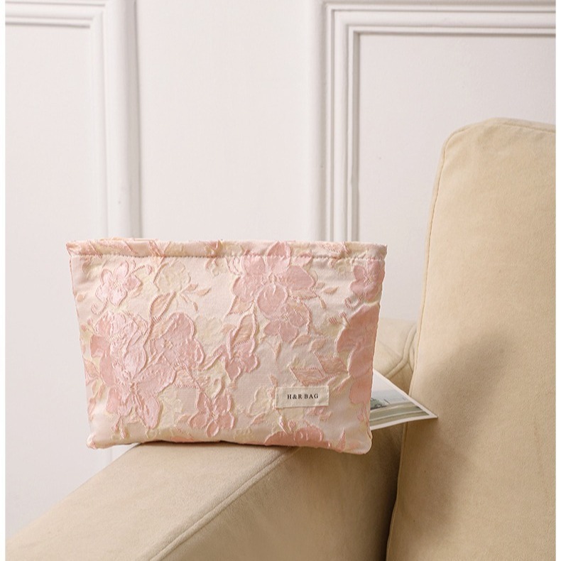 Trousses À Maquillage Pour Femmes En Polyester À Motif Floral Doux, Collection Romantique 