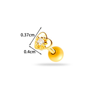 Boucles D'Oreilles Piercing Pour Femme, Forme Géométrique En Forme De Cœur, Couleur Cuivre Doré, Zircon. h5