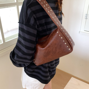 Sacs À Bandoulière Carrés Pour Femmes, Style Décontracté, Couleur Unie, Cloutés, En Pu. h5 Image3