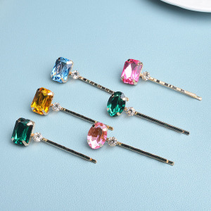Pinces À Cheveux De Luxe Rétro En Alliage, Forme Géométrique Unie, Strass Et Pierres Artificielles h5 Image2