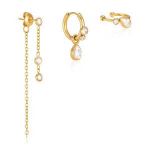 Boucles D'Oreilles Pour Femmes, Style Goutte Simple, En Acier Inoxydable, Imperméables, Couleur Or h5 Image4