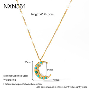 Colliers Pendentifs Femme En Acier Inoxydable Doré, Style Lune, Collection Romantique Décontractée h5
