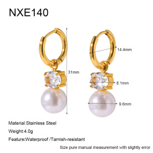 Boucles D'Oreilles Pendantes Pour Femme, Style Elliptique, En Acier Inoxydable, Couleur Or, Avec Zircon, Étanches, Collection Simple Series Daily. h5 