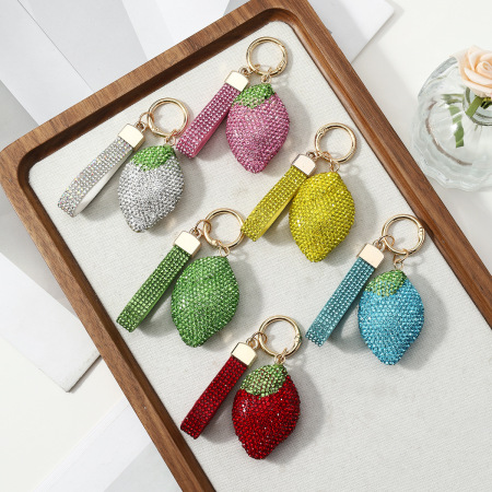 Porte-Clés De Luxe En Alliage Uni, Orné De Strass Et De Jolis Fruits, Motif Fruit Mignon. Collection Luxe. 2