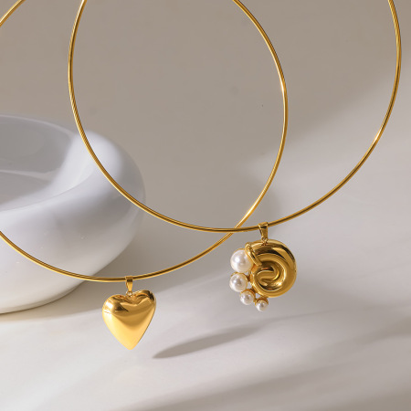 Collier ras-de-cou romantique pour femme, en acier inoxydable imperméable, couleur or, forme géométrique, zircon.