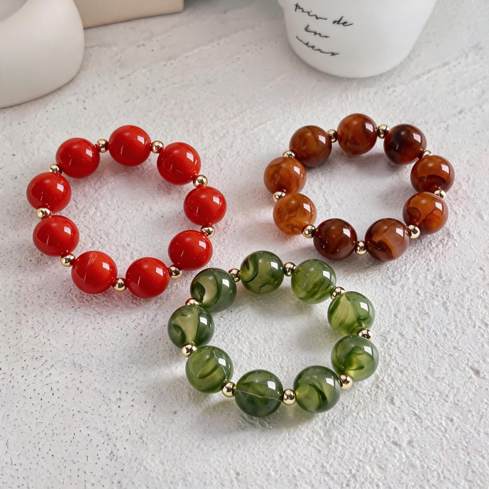 Bracelets À Breloques Pour Femmes, Collection Simple Series Retro Beads, En Acrylique À Dégradé De Couleurs. Image4