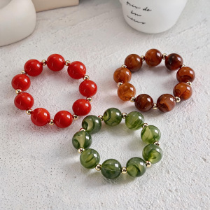 Bracelets À Breloques Pour Femmes, Collection Simple Series Retro Beads, En Acrylique À Dégradé De Couleurs. h5 Image4