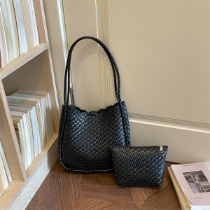 Sac Fourre-Tout Femme En Pu Tissé Uni Style Bureau h5 Image4