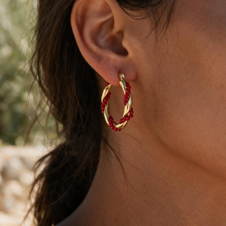 Boucles D'Oreilles Créoles Pour Femmes En Acier Inoxydable Étanche, Couleur Or, Avec Cristaux