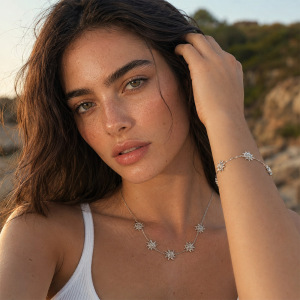 Ensembles De Bijoux Pour Femmes Simple Series Retro Sun Chain En Acier Inoxydable Étanche Couleur Or h5 Image3