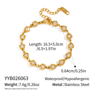 Bracelets À Maillons Pour Femmes En Acier Inoxydable Étanche, Couleur Or, Avec Zircon. h5 