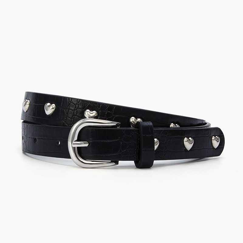 Ceinture En Cuir Pu Unie Couleur Cœur, Collection Simple, Décontractée 