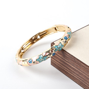 Bracelets Pour Femmes En Alliage Doré, Style Rétro, À Fleurs Multicolores Et Émail Dégoulinant, Collection Classique h5 