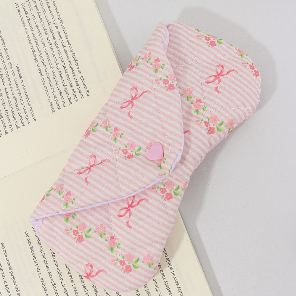 Pochette À Lunettes Pour Femme En Polyester Avec Nœud Papillon Fleuri, Collection Romantique