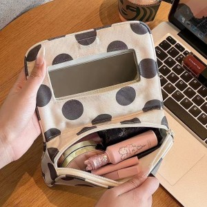 Trousses À Maquillage Pour Femmes En Toile À Pois Simples h5 Image2