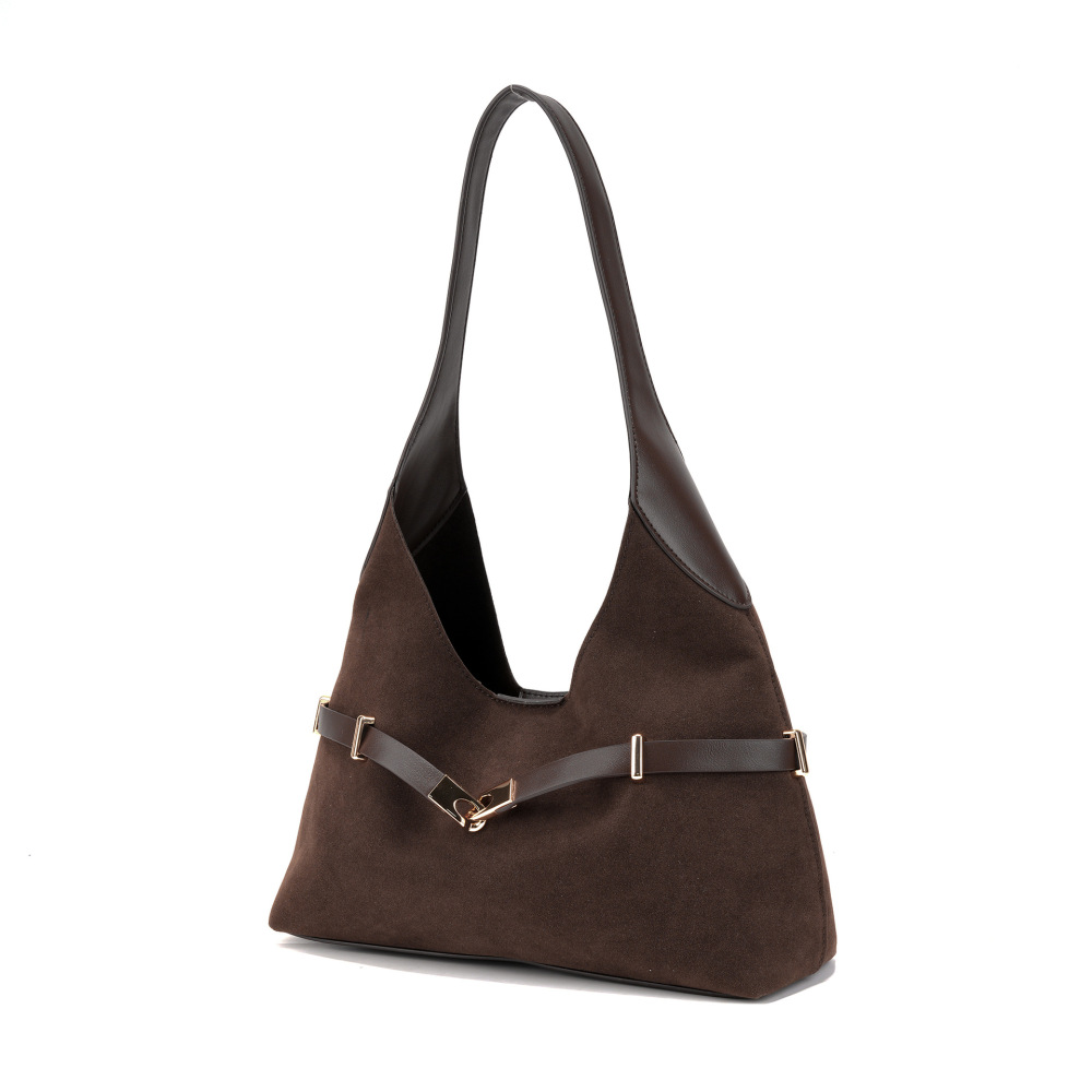 Sacs Cabas Pour Femmes En Daim Uni, Style Parisien Chic, Avec Détails Métalliques h5Image2