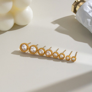 Boucles D'Oreilles Puces Pour Femmes En Acier Inoxydable Étanche, Couleur Or, Avec Zircon. h5 Image3