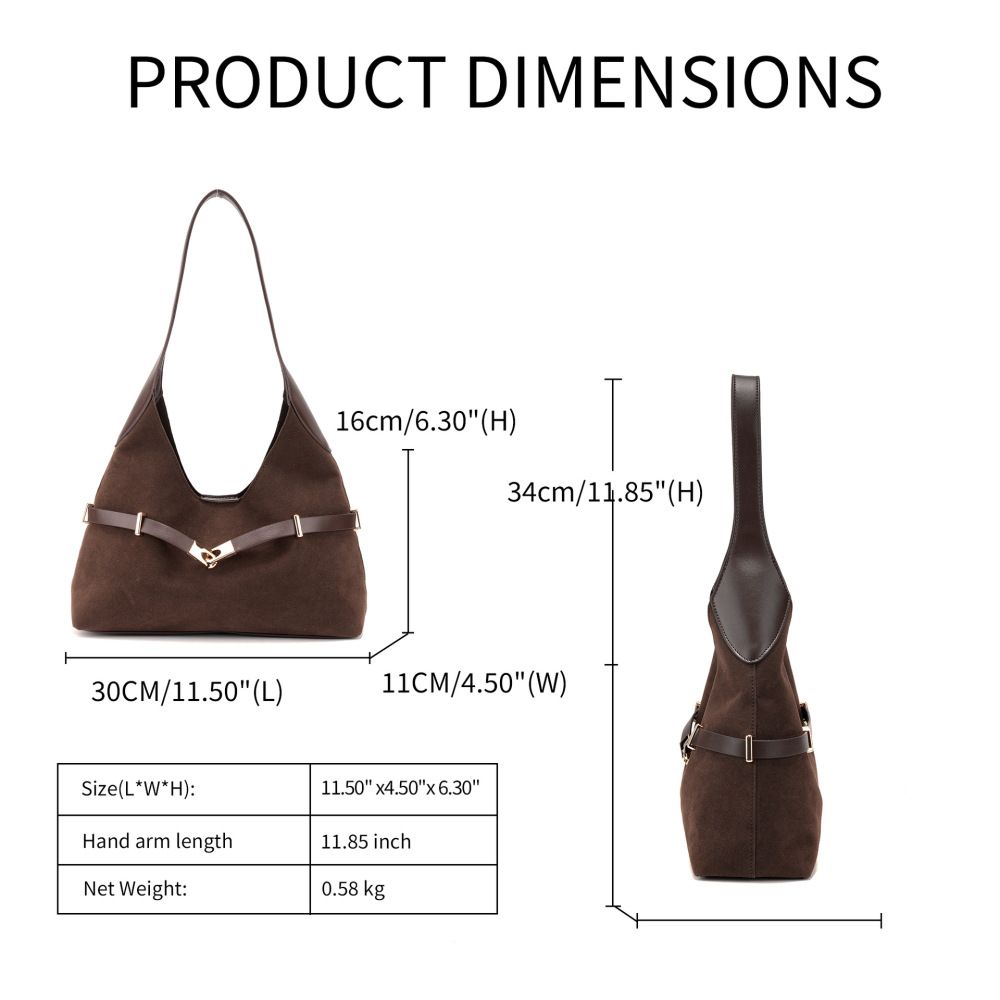 Sacs Cabas Pour Femmes En Daim Uni, Style Parisien Chic, Avec Détails Métalliques h5Image4