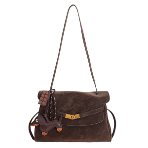 Sac Cabas Pour Femme En Daim Uni, Style Old Money, Avec Quincaillerie En Métal. h5 