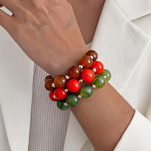 Bracelets À Breloques Pour Femmes, Collection Simple Series Retro Beads, En Acrylique À Dégradé De Couleurs. h5 Image2