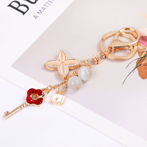 Porte-Clés Quotidien Simple Series Clover Lock En Alliage Et Strass h5 