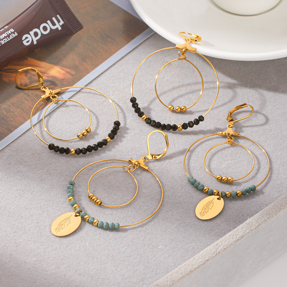 Boucles D'Oreilles Pendantes Pour Femme, Style Simple, Avec Pompons Et Perles, En Acier Inoxydable Étanche, Couleur Or. h5Image5