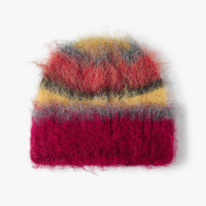 Bonnet Tricoté Rayé En Laine Et Polyester Pour Femme h5 