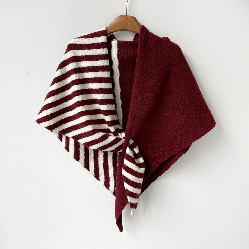 Châles Pour Femmes En Laine Et Polyester Mélangés, À Rayures Décontractées Et De Couleurs Assorties