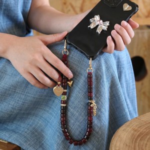 Chaîne De Téléphone En Acrylique Dégradé De Couleurs, Ornée De Perles En Forme De Cœur Et De Lettres Simples Et Décontractées. h5 Image3