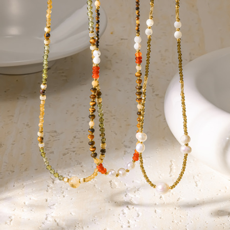 Colliers De Perles Romantiques Bohèmes De Forme Irrégulière Et Géométrique En Acier Inoxydable Étanche Couleur Or