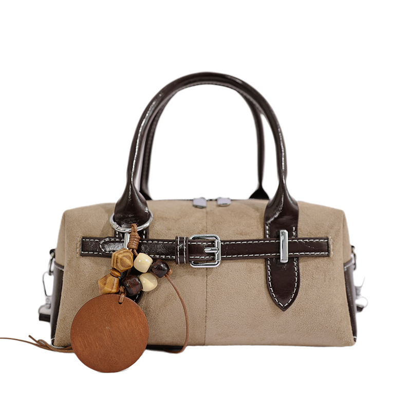 Sacs À Main Pour Femmes En Daim Uni, Style Parisien Chic, Avec Détails Métalliques