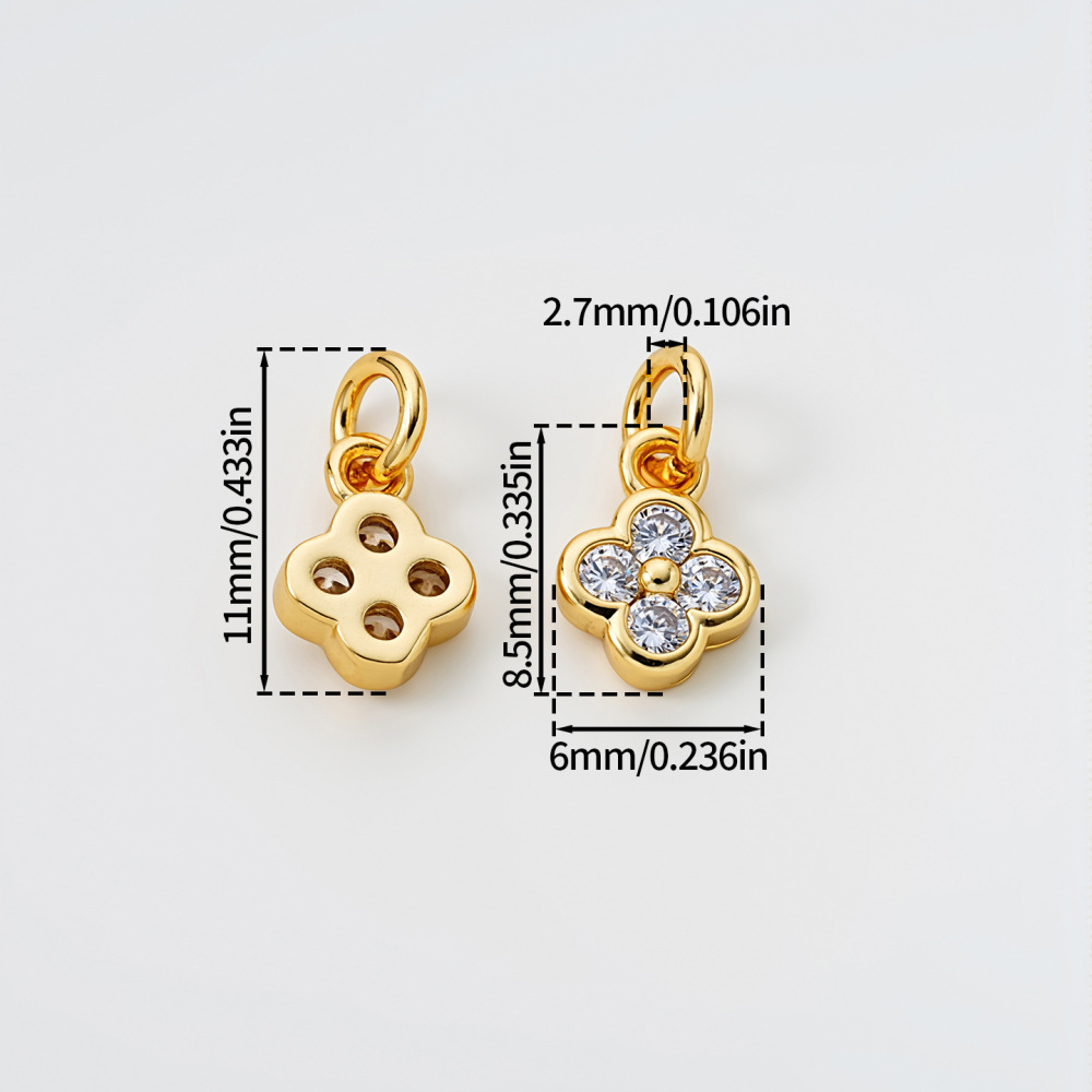 Pendentifs Pour Femmes Simple Series Diy Clover Couleur Cuivre Et Or Image5