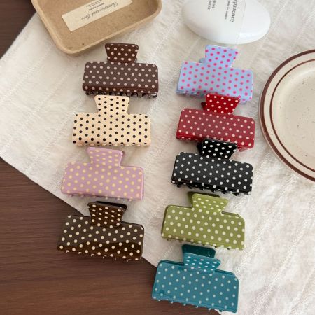 Pinces À Cheveux En Pvc À Pois Unis, Style Rétro, De La Série Simple