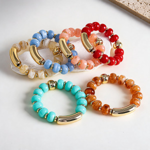 Bracelets De Perles Rétro Simples En Acrylique À Dégradé De Couleurs Pour Femmes h5 Image2