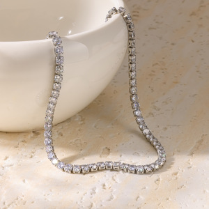 Colliers À Maillons Pour Femmes, En Acier Inoxydable, Couleur Or, Avec Zircon, Forme Géométrique Simple Et Élégante. h5 Image3
