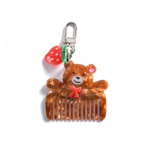 Porte-Clés En Acétate Simple Series, Motif Teckel Mignon Avec Nœud Papillon Et Dégradé De Couleurs, Style Dessin Animé. h5