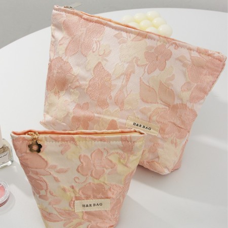 Trousses à maquillage pour femmes en polyester à motif floral doux, collection Romantique